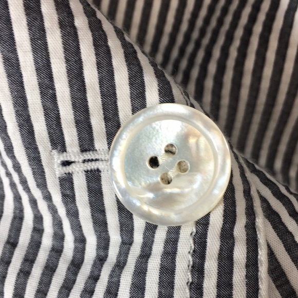 Talbots Gray White Stripe Blazer Jacket Womens 6 Three‎ Button Front Seersucker - Picture 7 of 10